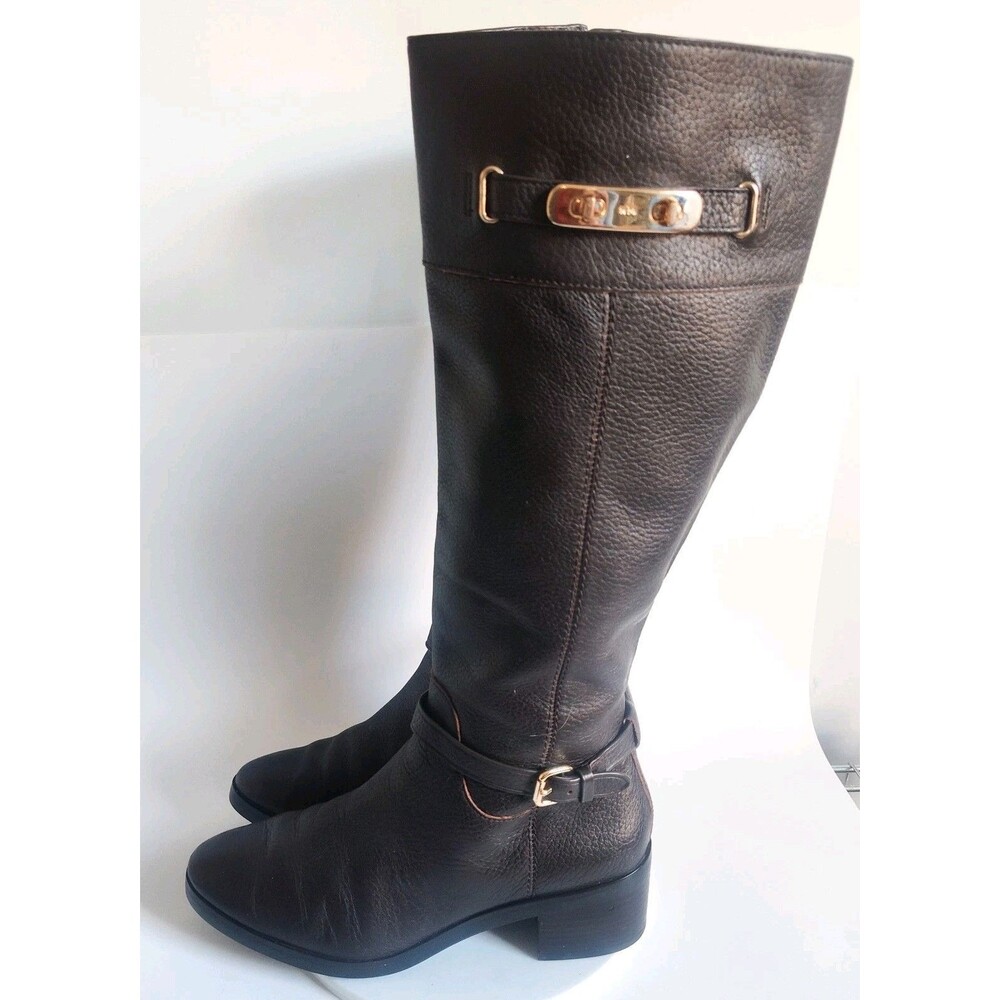 Coach Brown Leather Knee High Boots Rich Dark Chocolate Brown Real COACH Boots - Picture 4 of 16